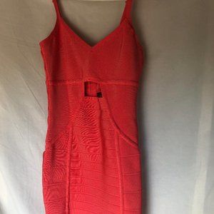 BEBE Fitted Red Orange Cocktail dress w/ cutouts